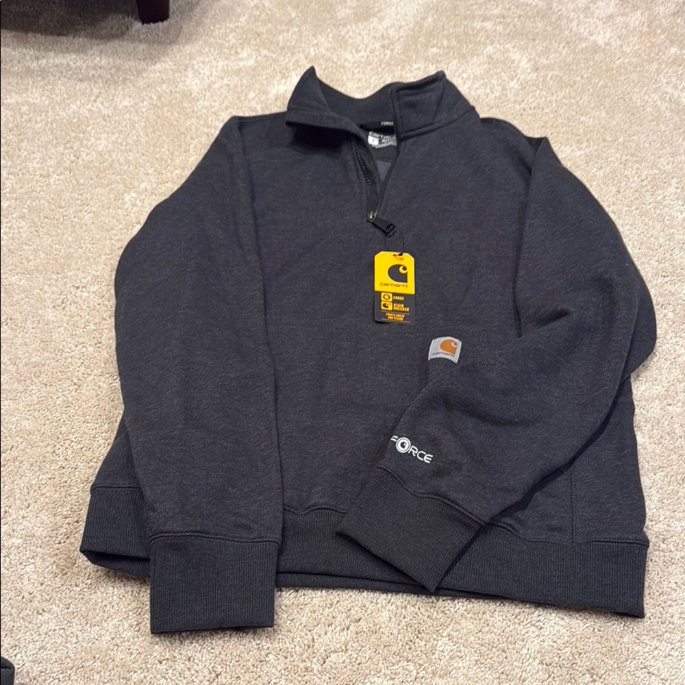 Carhartt Force Black 1/4 Zip Up Sweater with Logo